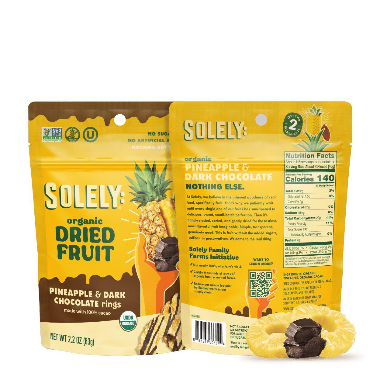 Organic Pineapple Chocolate Drizzled Rings